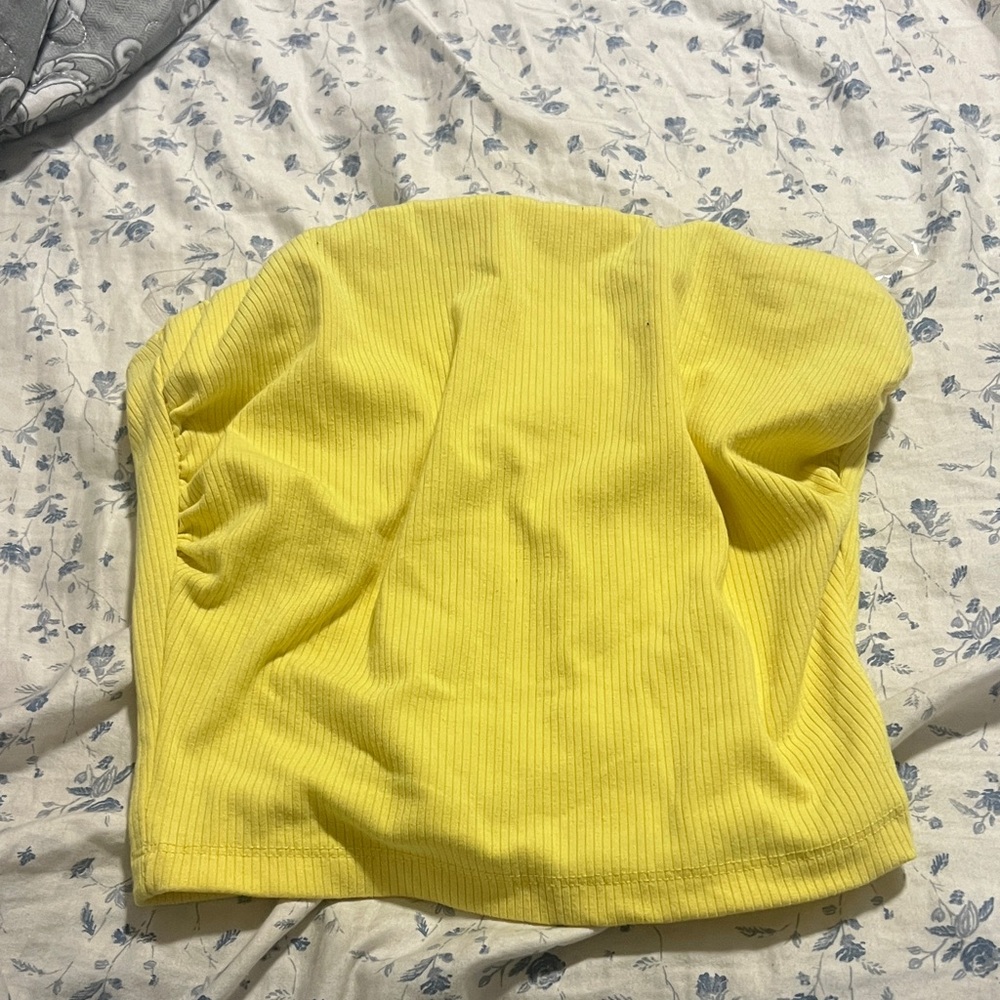 Yellow Ribbed Tube Top - Picture 2 of 2